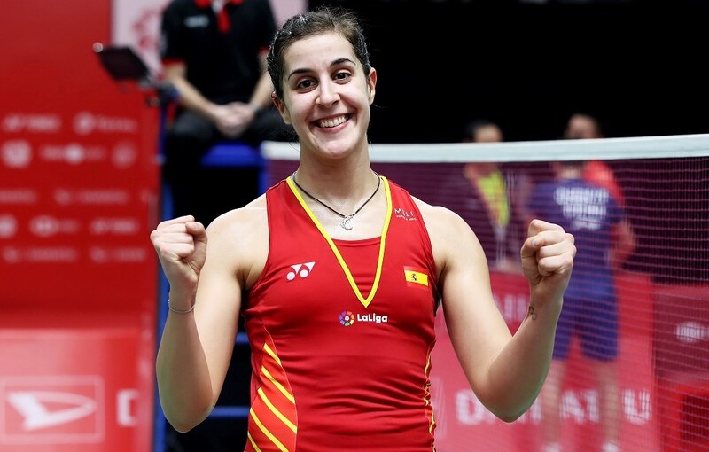 Carolina Marín ăn mừng chiến thắng